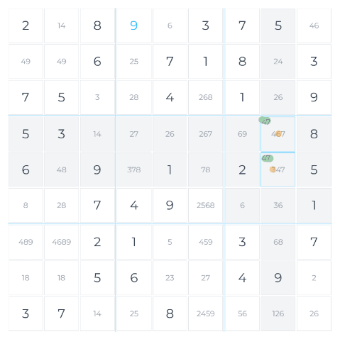 Hidden Pairs Sudoku Technique Example