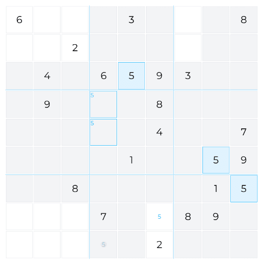 Pointing Pairs technique in Sudoku